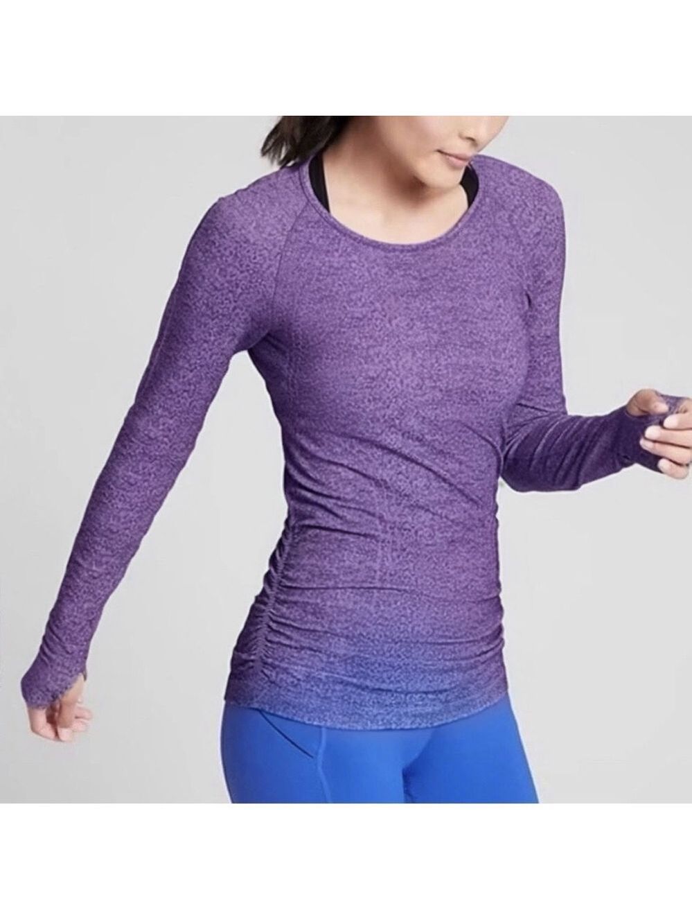 Women's Athleta Speedlight Seamless Long Sleeve Tee XL Purple Blue